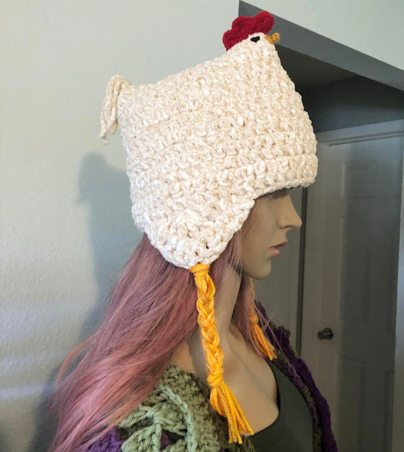 Adult Chicken Hat Crochet Pattern