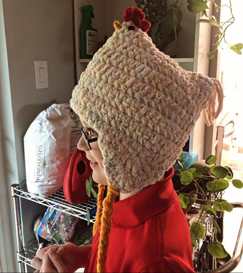 Adult Chicken Hat Crochet Pattern