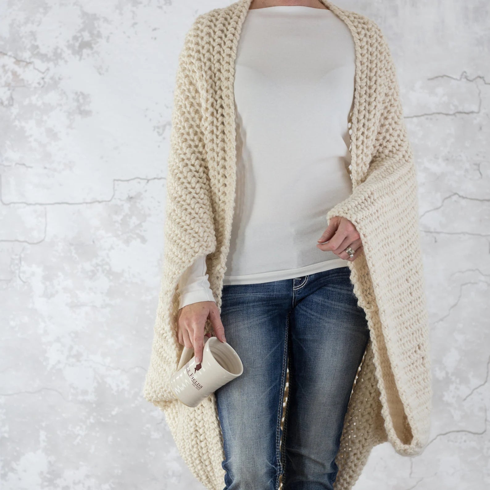 Over-sized Scoop Shrug Knitting Pattern