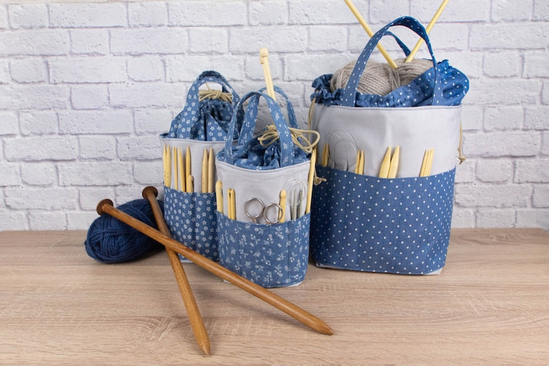 Knitting needle bag pattern, 3 sizes